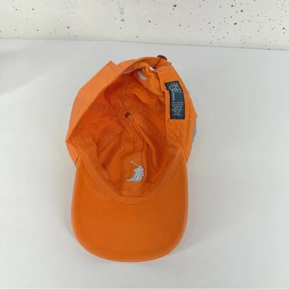 POLO Ralph Lauren Orange 100% Cotton Adjustable Hat Cap - Picture 14 of 14